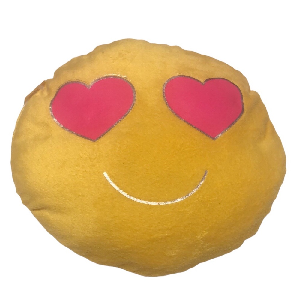 🟢 “Smiling Emoji”~Pink Heart Eyes~Colorful Hair~ Stuffed Plush Toy~10”H